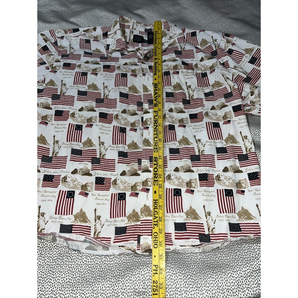 Cotton Traders Sport 2XL American Flag Print Button-Up Short Sleeve Shirt - Picture 7 of 9